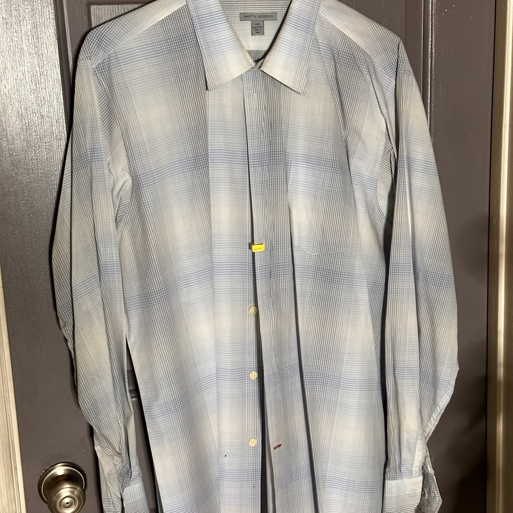 Nordstrom Men's Subtle Blue and White Checkered Shirt